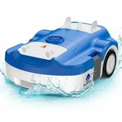 BestRobtic PC01 Cordless Robotic Pool Cleaner 150W Pump 6000GPH Suction Power Sonar Radar Positioning Obstacle Avoidance Smart 360 Degree U-Shape Routing 4L Trash Tank 2.5Hrs Run Time - Blue