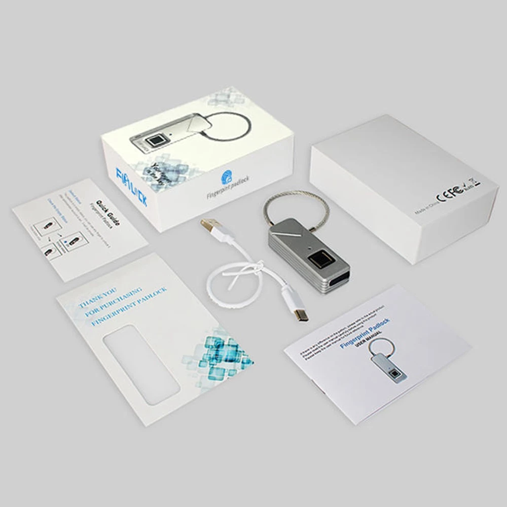 FIPILOCK FL-S2 Portable Smart Fingerprint Padlock Biometric Lock Keyless Anti-theft Universal Security Lock USB Rechargeable IP65 Waterproof Long Standby - Black - Image 3