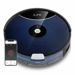 ILIFE A80 Max Robot Vacuum Cleaner, Auto Carpet Boost, 2000Pa Suction 2400mAh Battery Gyroscopic Navigation APP Control - Black