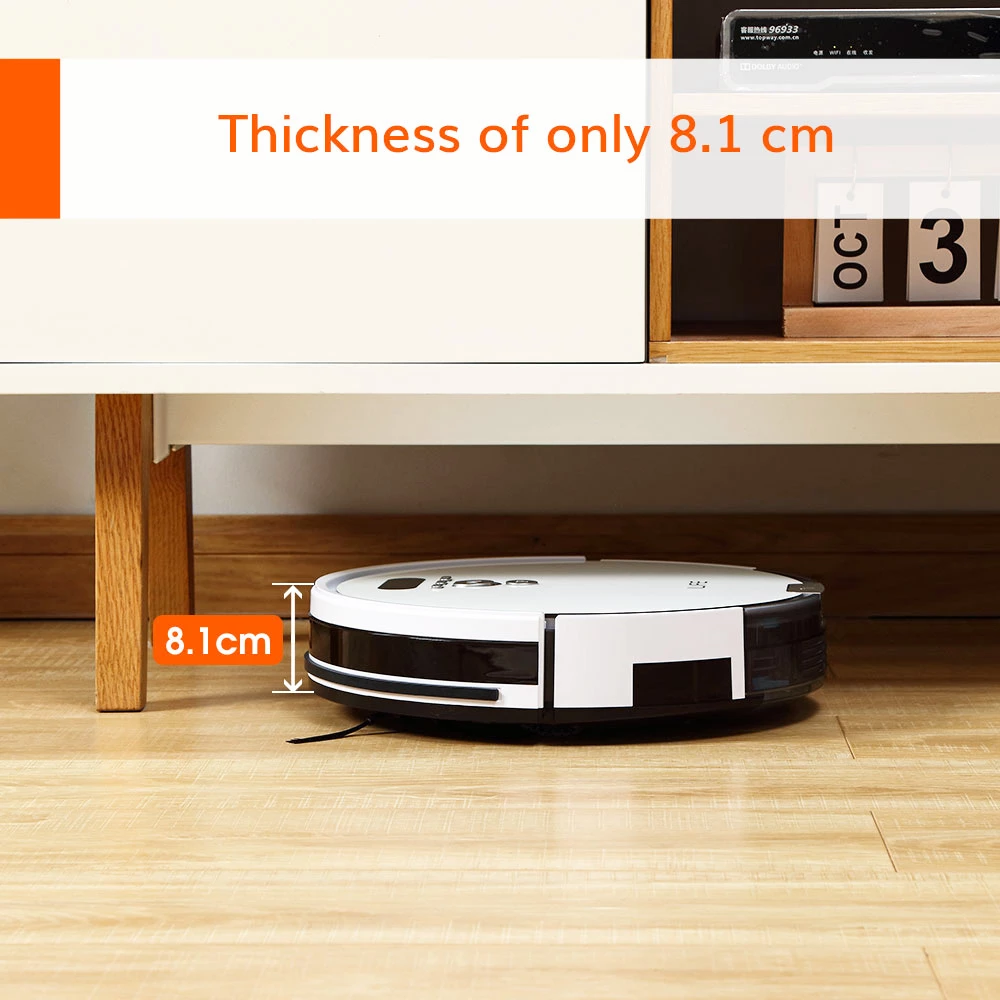 ILIFE V8 Plus Robot Vacuum Cleaner 1000Pa Suction 2-in-1 Vacuuming and Mopping Gyroscope Navigation 2400mAh Battery 80Mins Run Time 750ml Large Dustbin 300ml Water Tank Auto Obstacle Avoidance - White - Image 4