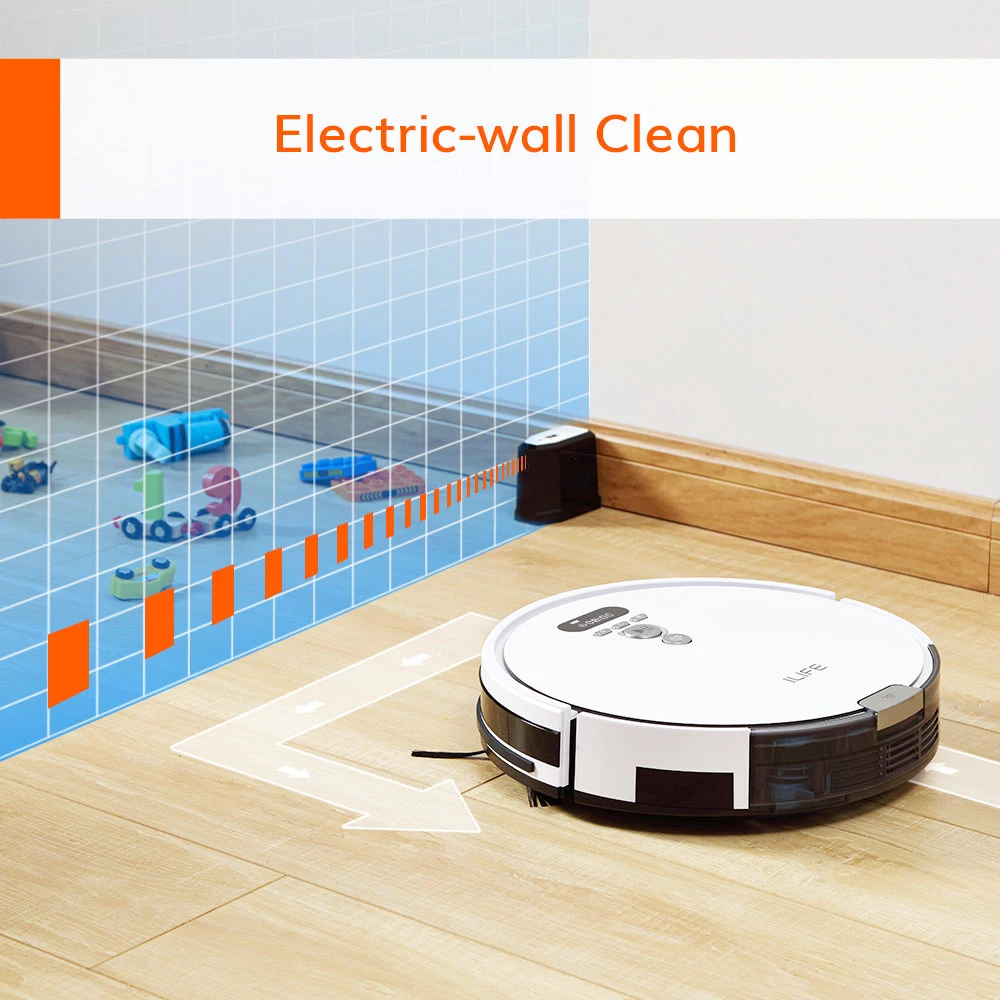 ILIFE V8 Plus Robot Vacuum Cleaner 1000Pa Suction 2-in-1 Vacuuming and Mopping Gyroscope Navigation 2400mAh Battery 80Mins Run Time 750ml Large Dustbin 300ml Water Tank Auto Obstacle Avoidance - White - Image 5