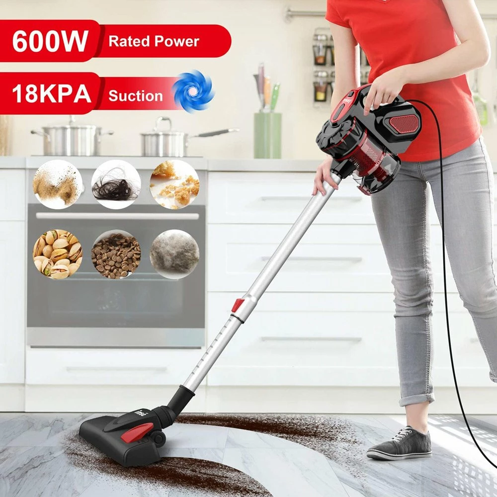 INSE I5 Corded Handheld Vacuum Cleaner 18Kpa Suction 600W Motor 1L Dust Cup for Wood Floor, Carpet, Stair, Curtain, Car, Furniture - Red - Image 3