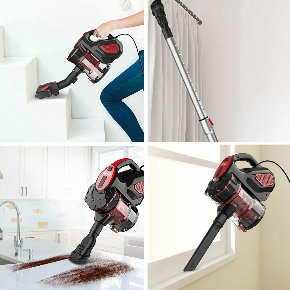 INSE I5 Corded Handheld Vacuum Cleaner 18Kpa Suction 600W Motor 1L Dust Cup for Wood Floor, Carpet, Stair, Curtain, Car, Furniture - Red - Image 5