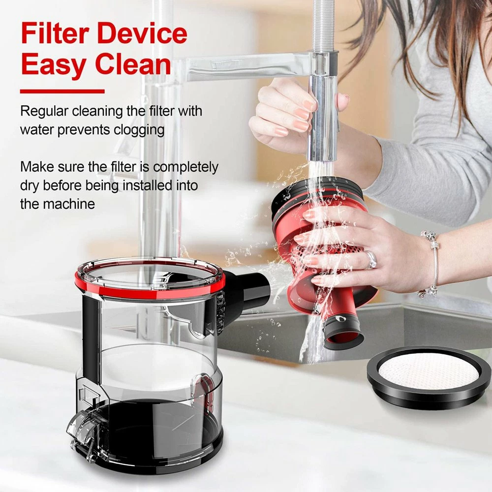 INSE I5 Corded Handheld Vacuum Cleaner 18Kpa Suction 600W Motor 1L Dust Cup for Wood Floor, Carpet, Stair, Curtain, Car, Furniture - Red - Image 6