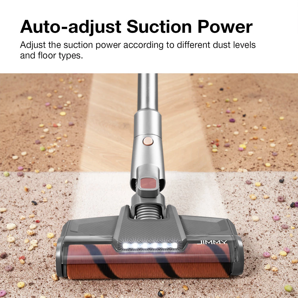 JIMMY H10 Pro Flexible Smart Handheld Cordless Vacuum Cleaner 245AW 26Kpa Suction Intelligent Dust Sensor 3000mAH Battery 90min Run Time 600ml Dust Cup LCD Screen with 6 LED Headlights - Silver - Image 6