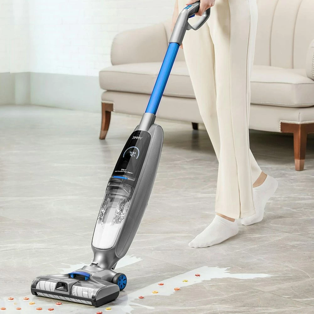 JIMMY PowerWash HW8 Cordless Wet Dry Smart Vacuum Cleaner Washer Instantly Dry One-Touch Self-Cleaning 7000Pa Suction 2500mAh Replaceable Battery 25Mins Run Time Detachable Clean/Dirty Water Tank LED Display - Blue - Image 2