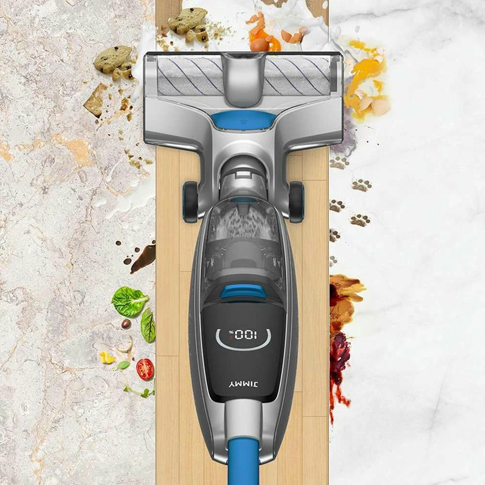 JIMMY PowerWash HW8 Cordless Wet Dry Smart Vacuum Cleaner Washer Instantly Dry One-Touch Self-Cleaning 7000Pa Suction 2500mAh Replaceable Battery 25Mins Run Time Detachable Clean/Dirty Water Tank LED Display - Blue - Image 3