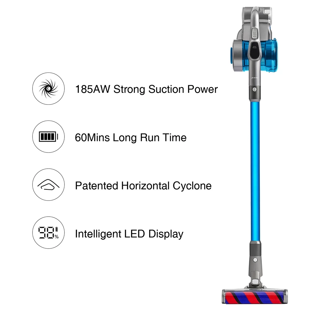 JIMMY JV85 Smart Cordless Handheld Vacuum Cleaner 185AW Suction 2500mAh Removable Battery 60 Minutes Running Time 600ml Dust Capacity 3 Modes LED Display - Blue - Image 2