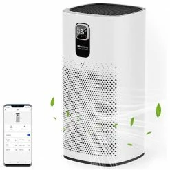 Proscenic A9 Smart Air Purifier LED Digital Display Adjustable Wind Speed APP Control, Remove 99.97% Dust, Pet Dander, Smoke, Pollen, Odor - White