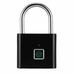 Smart Fingerprint Padlock USB Charging Keyless Anti-theft Luggage Suitcase Bag Security Home Electronic Door 0.5 Second Unlock Long Standby - Black