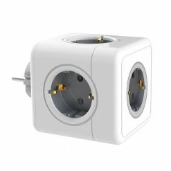 Sopend E01 Powercube Cordless Tower Power Strip Socket, EU Plug, 5 Outlets - Grey and White
