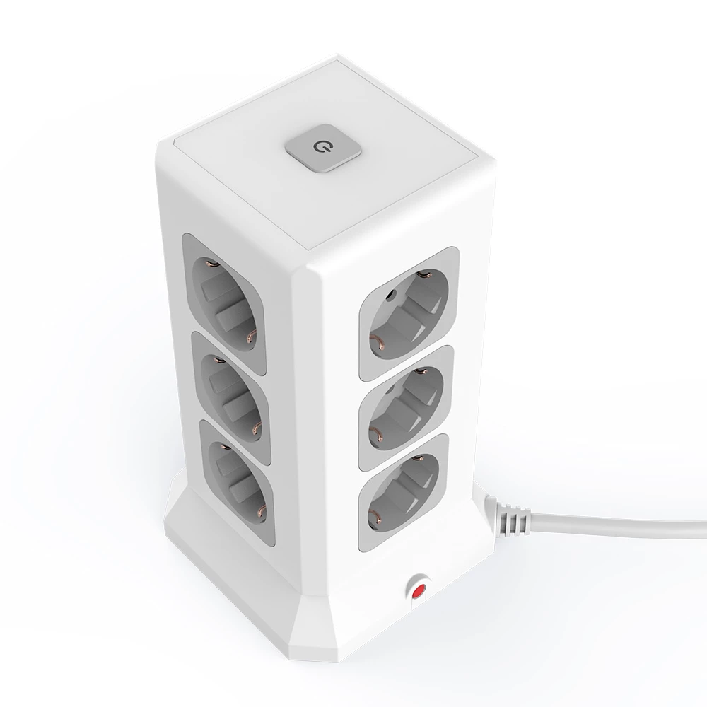 Sopend E11 Vertical Tower Power Strip Socket with EU Plug, 4 USB Ports, 12 AC Outlets Power Socket with 2m Cable - Image 2