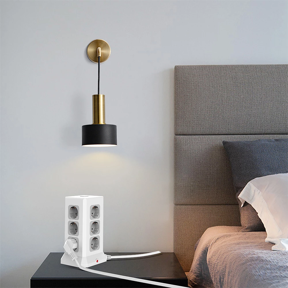 Sopend E11 Vertical Tower Power Strip Socket with EU Plug, 4 USB Ports, 12 AC Outlets Power Socket with 2m Cable - Image 3