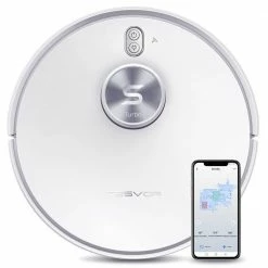 Tesvor S6 Turbo Robot Vacuum Cleaner 2 in 1 Vacuuming Mopping 4000Pa Suction Laser Navigation Automatic Charging 5200mAh Battery for Carpet, Hardwood, Ceramic tile, Linoleum - White