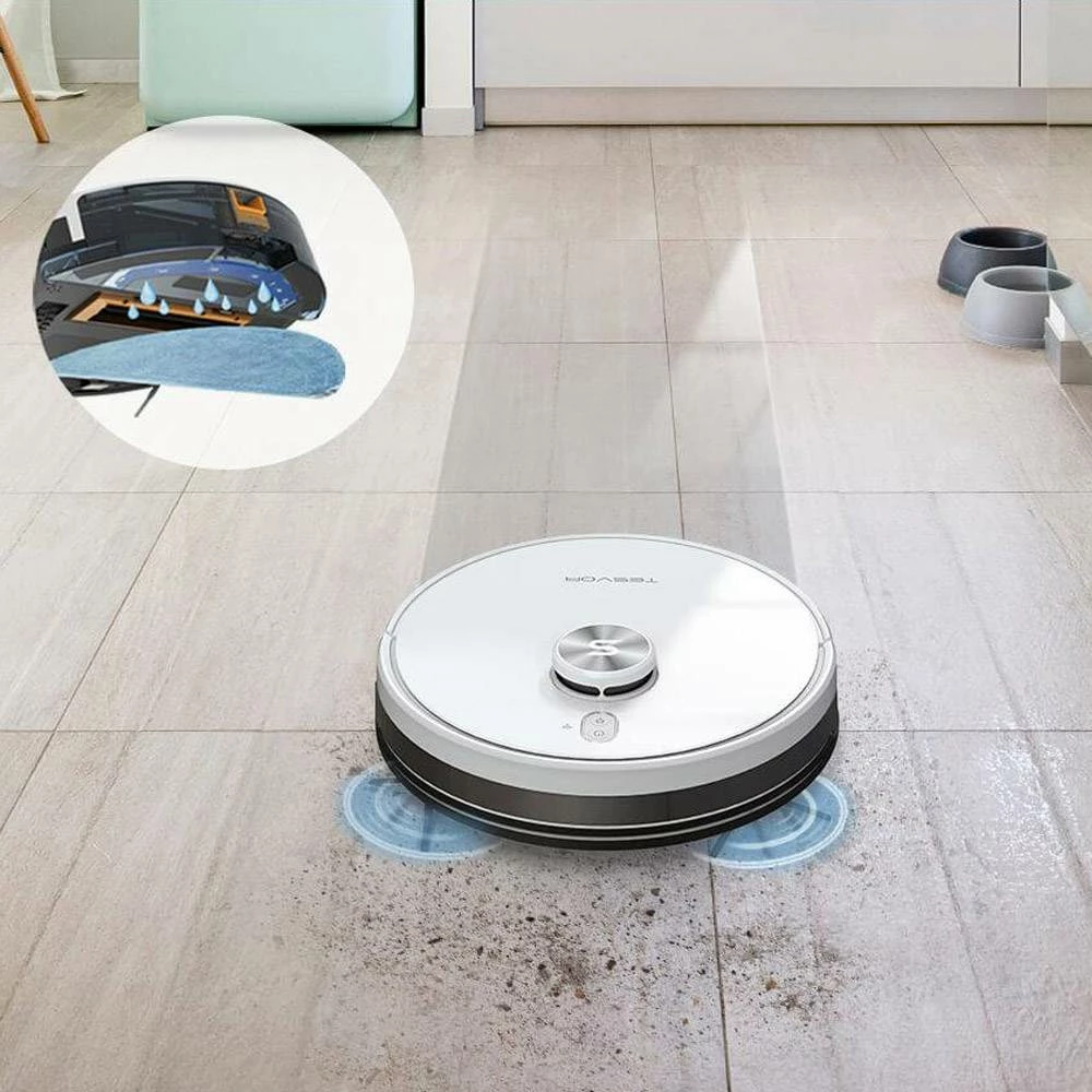 Tesvor S6 Turbo Robot Vacuum Cleaner 2 in 1 Vacuuming Mopping 4000Pa Suction Laser Navigation Automatic Charging 5200mAh Battery for Carpet, Hardwood, Ceramic tile, Linoleum - White - Image 5