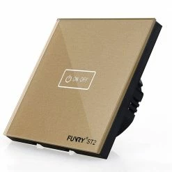 FUNRY 1R Touch Switch Wireless Panel Remote Control Light Controller -Gold/EU Plug
