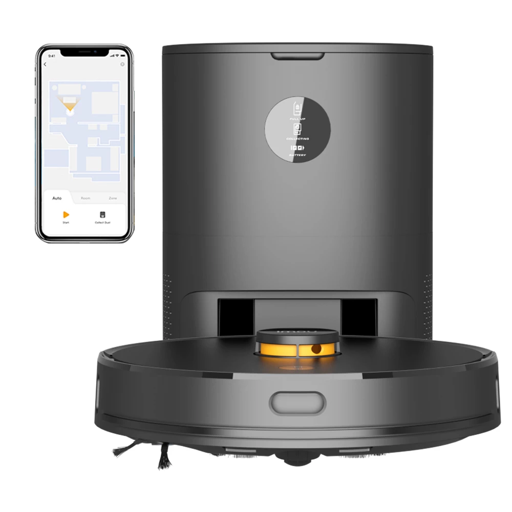 IMOU Robot Vacuum Cleaner with Intelligent Dust Collector Auto Dirt Disposal Master 2700pa Suction Power 3 In 1 Vacuuming Sweeping and Mopping LDS Laser Navigation Automatic Carpet Boost APP Control - Black - Image 2