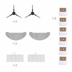 Viomi S9/Alpha UV Robot Vacuum Cleaner Accessories Set of 12, Including 6 Dust Bags + 2 Side Brushes + 2 Filters + 2 Mops